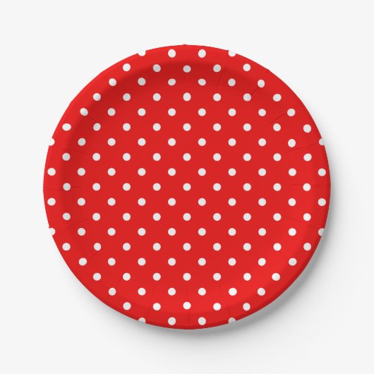 Rotes Polka-Dot-Kissen Pappteller (Vorderseite)