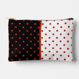 Rotes Polka-Punktmuster auf schwarz-weiß Zubehörtasche