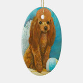 Rotes Poodle Welpen-Portrait Keramikornament (Rechts)