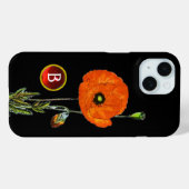 ROTES POPPEN IN SCHWARZ-RUBY GEMSTONE-MONOGRAM Case-Mate iPhone HÜLLE (Rückseite (Horizontal))