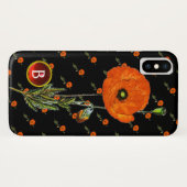 ROTES POPPEN IN SCHWARZ-RUBY GEMSTONE-MONOGRAM Case-Mate iPhone HÜLLE (Rückseite (Horizontal))