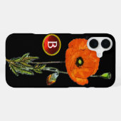 ROTES POPPEN IN SCHWARZ-RUBY GEMSTONE-MONOGRAM iPhone HÜLLE (Rückseite (Horizontal))