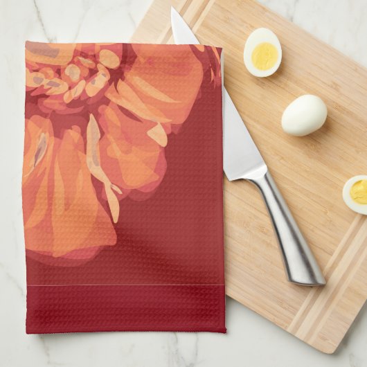 rotes poppie küchentuch (Viertel Falte)