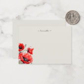 Rotes Poppy Floral Monogramm Mitteilungskarte (Vorderseite/Rückseite Beispiel)
