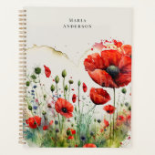 Rotes Poppy Floral Monogramm Planer (Vorderseite)