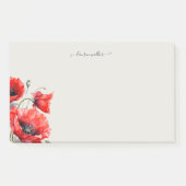 Rotes Poppy Floral Monogramm Post-it Klebezettel (Vorderseite)