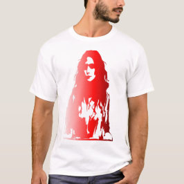 Rotes Portrait einer Frau mit langen Haaren T-Shirt