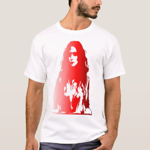 Rotes Portrait einer Frau mit langen Haaren T-Shirt