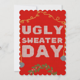 Rotes Poster mit hässlichem Pullover Einladung
