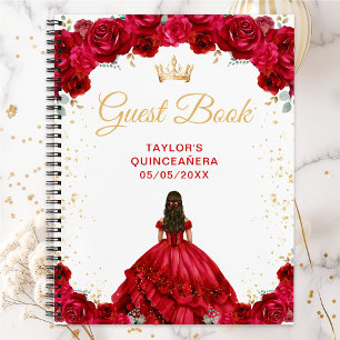 Rotes Prinzessin Quinceañera Gästebuch Notizblock