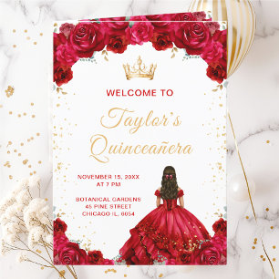 Rotes Prinzessinnen-Blumen-Quinceañera-Programm Programm