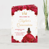 Rotes Prinzessinnen-Blumen-Quinceañera-Programm Programm (Vorderseite)