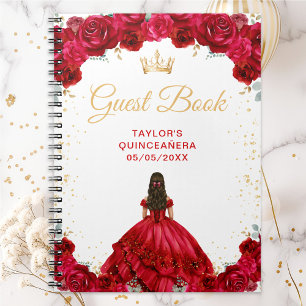 Rotes Prinzessinnen-Quinceañera-Gästebuch Notizblock