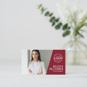 Rotes professionelles Fotologo Visitenkarte (Stehend Vorderseite)