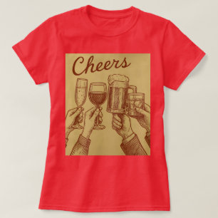 Rotes Prost-T-Shirt für Frauen mit Cheers-Logo T-Shirt