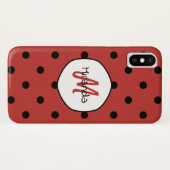 Rotes Punkte-Monogramm Case-Mate iPhone Hülle (Rückseite (Horizontal))