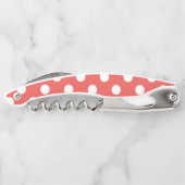 Rotes Punkte-Muster schwarzes Monogramm Kellnermesser (Rückseite)