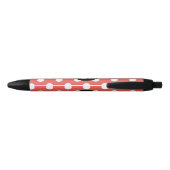 Rotes Punkte-Muster schwarzes Monogramm Kugelschreiber (Rückseite)