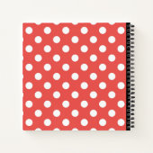 Rotes Punkte-Muster schwarzes Monogramm Notizblock (Rückseite)
