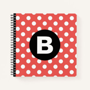 Rotes Punkte-Muster schwarzes Monogramm Notizblock