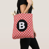 Rotes Punkte-Muster schwarzes Monogramm Tasche (Von Nahem)