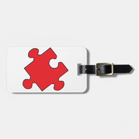 ROTES PUZZLE-STÜCK GEPÄCKANHÄNGER (Vorderseite horizontal)
