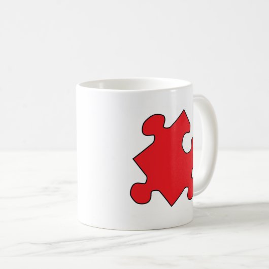 ROTES PUZZLE-STÜCK KAFFEETASSE (VorderseiteRechts)