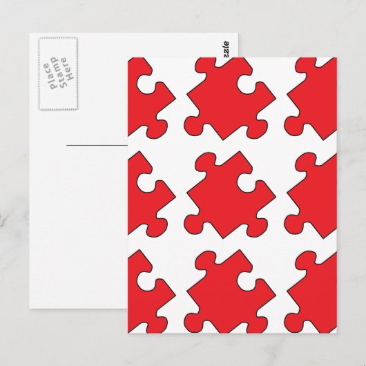 ROTES PUZZLE-STÜCK POSTKARTE (Vorne/Hinten)