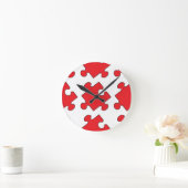 ROTES PUZZLE-STÜCK RUNDE WANDUHR (Zuhause)