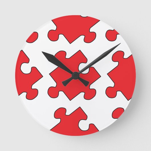 ROTES PUZZLE-STÜCK RUNDE WANDUHR (Vorderseite)