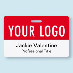 Rotes PVC-Namensschild Horizontales Logo Personal Ausweis