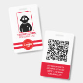 Rotes QR-codiertes V1-Mitarbeiterabzeichen Ausweis (Vorder- & Rückseite)