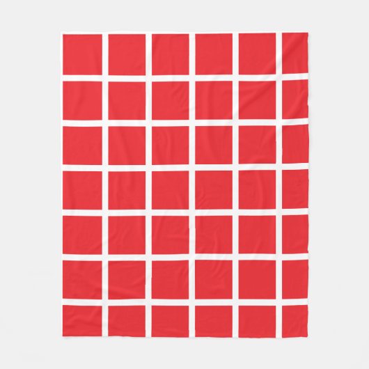 rotes Quadratmuster mit weißen Rändern Fleecedecke (Vorderseite)