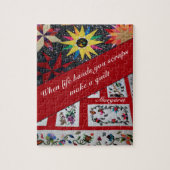 Rotes Quilting macht ein Quilt-Zitat Puzzle (Vertikal)