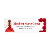 Rotes Quinceañera-Etikett mit benutzerdefinierter