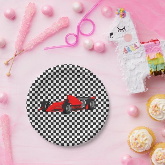 rotes Race Car Paper Plate Pappteller (Party)