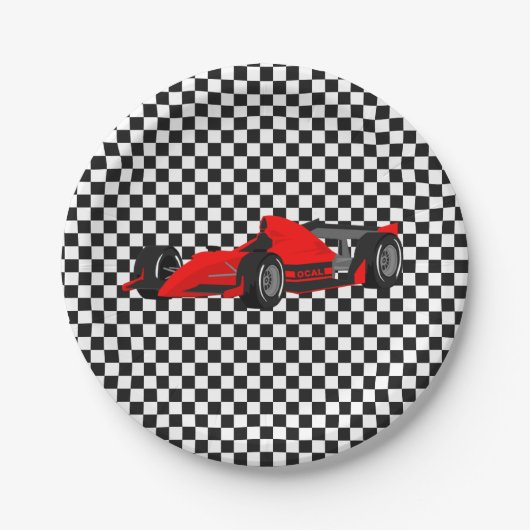 rotes Race Car Paper Plate Pappteller (Vorderseite)
