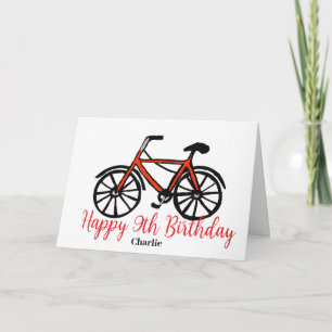 Rotes Rad zum 9. Geburtstag Karte