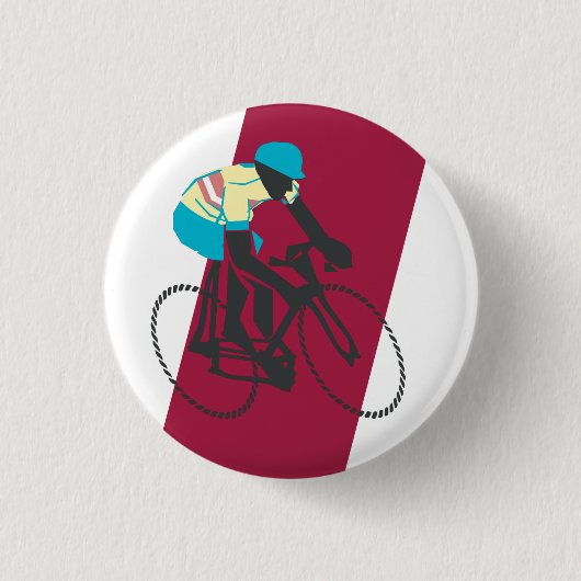 Rotes Radfahren im Retrostil Button (Vorderseite)