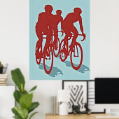 Rotes Radfahrer-Rennrad-Poster Poster (Heimbüro)