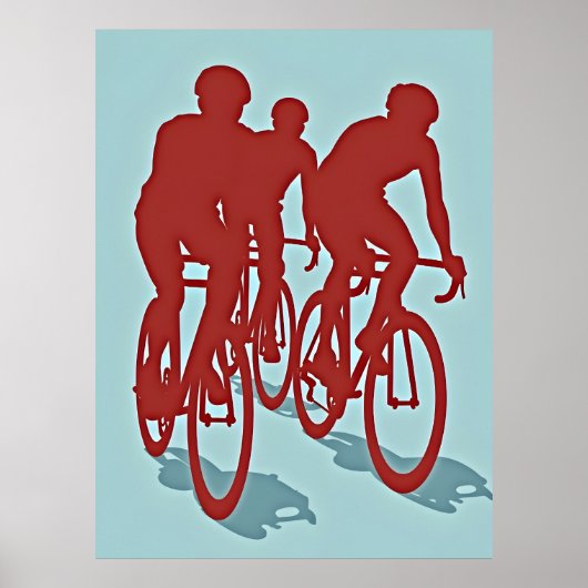 Rotes Radfahrer-Rennrad-Poster Poster (Vorne)