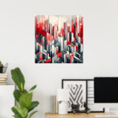 Rotes Rasterlandschaft Poster (Heimbüro)