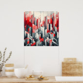 Rotes Rasterlandschaft Poster (Küche)