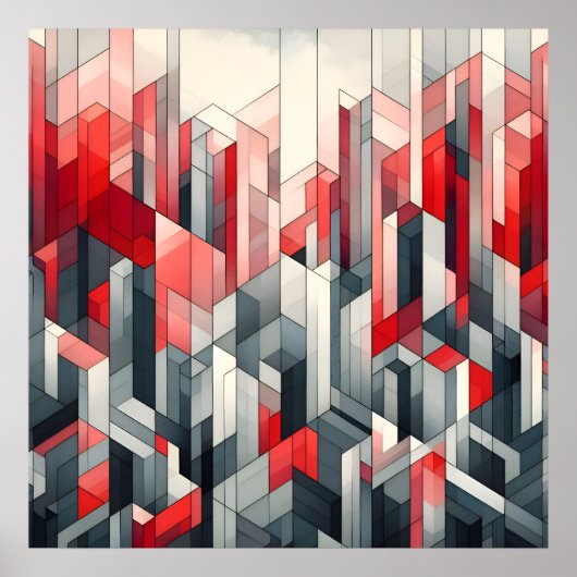 Rotes Rasterlandschaft Poster (Vorne)