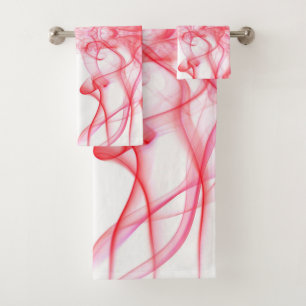 Rotes Rauch-Symmetrisches-Minimalistisches-Abstrak Badhandtuch Set