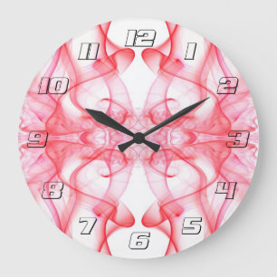 Rotes Rauch-Symmetrisches-Minimalistisches-Abstrak Große Wanduhr
