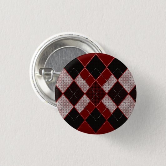 Rotes Rauten-Button Button (Vorne & Hinten)