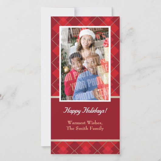 Rotes Rauten-Single-Foto Feiertagskarte (Vorderseite)