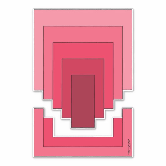 rotes Rechteck Abstrakt Aufkleber (Vorderseite)