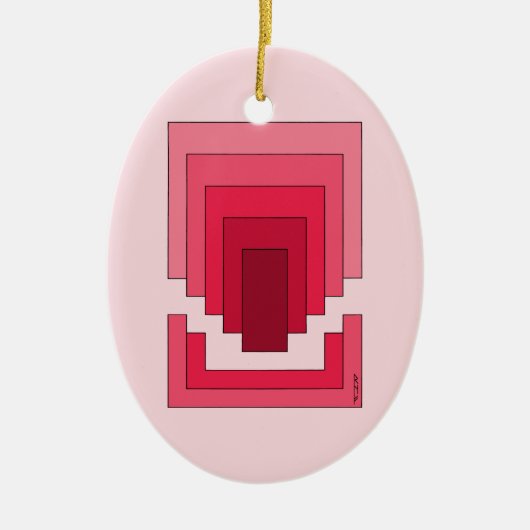 rotes Rechteck Abstrakt Keramik Ornament (Vorne)